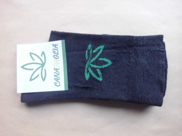 Hanfsocken - Schwarz mit Logo Grün - 91% Hanf / 7% Polyamid / 2% Elasthan